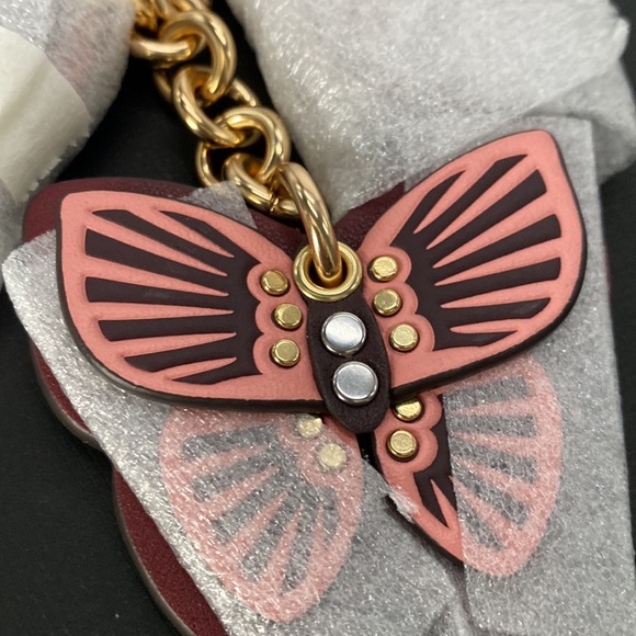 NWT Coach Butterfly Keychain FOB Leather Cluster Multi Bag Charm Boysenberry HTF - Picture 4 of 5
